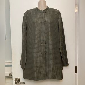 EILEEN FISHER Moss Silk/Linen Tunic Jacket Top & matching pants in Size M